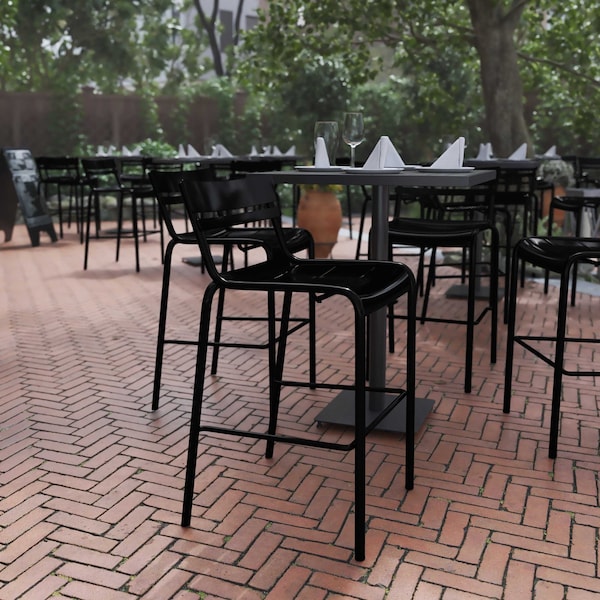 Flash Furniture Black All-Weather Steel Bar Stool XU-CH-10318-B-BK-GG - main